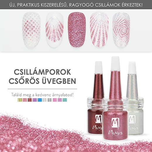 Új Moyra csillámporok csőrös üvegben!