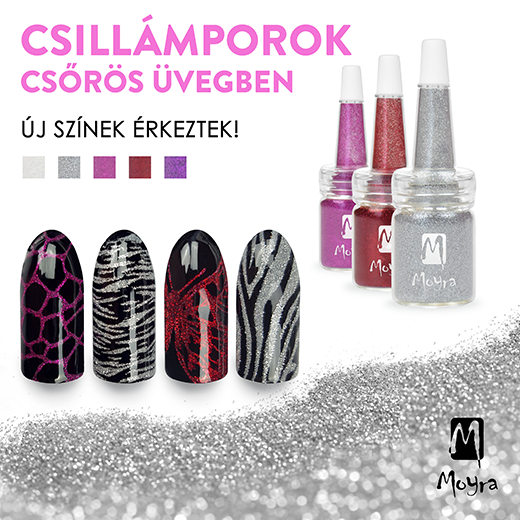 Új Moyra csillámporok csőrös üvegben!